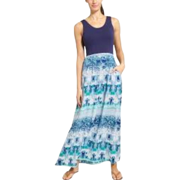 Athleta Dresses & Skirts - Athleta Mix & Mingle Maxi dress Blue Batik print  size M